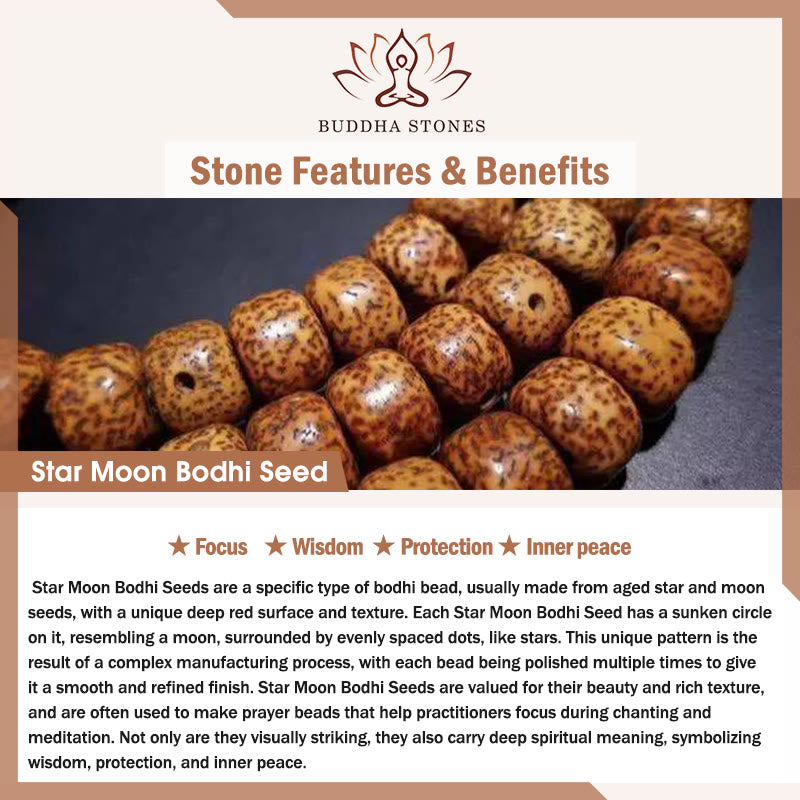 Buddha Stones Year Of The Horse Red Sandalwood Star Moon Bodhi Seed Blessing Key Chain - image 4