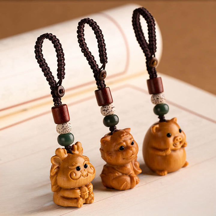 Buddha Stones Year Of The Horse Red Sandalwood Star Moon Bodhi Seed Blessing Key Chain - image 49