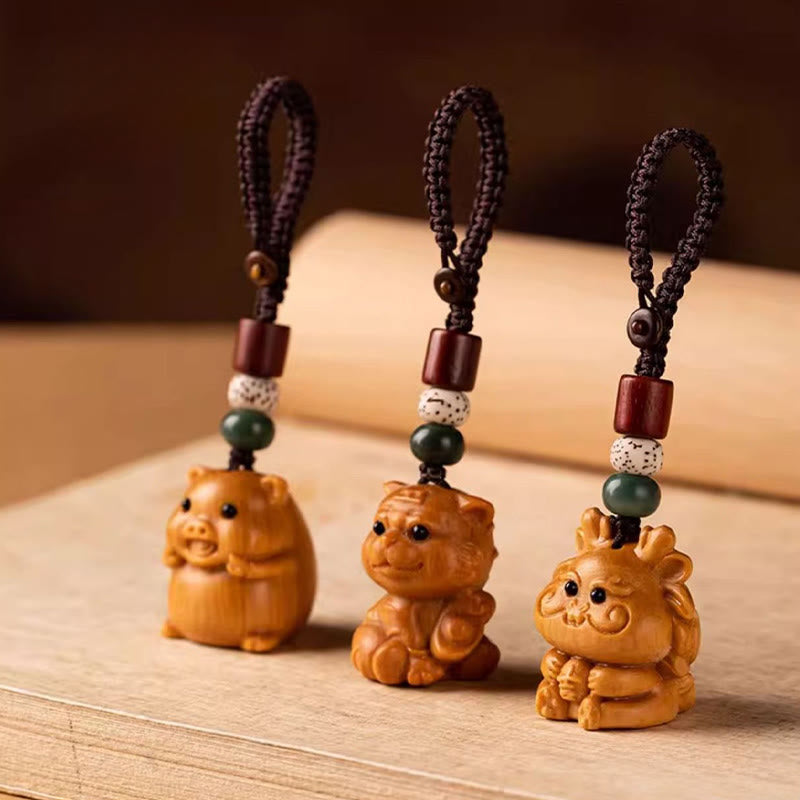 Buddha Stones Year Of The Horse Red Sandalwood Star Moon Bodhi Seed Blessing Key Chain - image 50