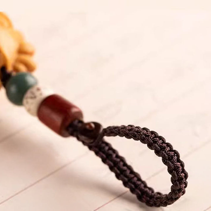 Buddha Stones Year Of The Horse Red Sandalwood Star Moon Bodhi Seed Blessing Key Chain - image 28