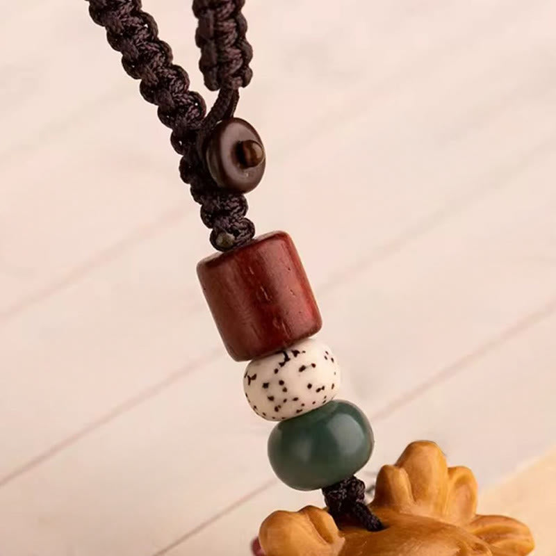 Buddha Stones Year Of The Horse Red Sandalwood Star Moon Bodhi Seed Blessing Key Chain - image 27