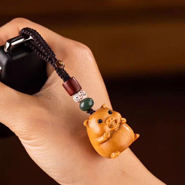 Buddha Stones Year Of The Horse Red Sandalwood Star Moon Bodhi Seed Blessing Key Chain - image 45