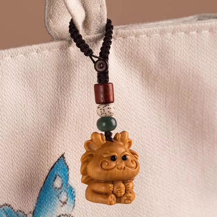 Buddha Stones Year Of The Horse Red Sandalwood Star Moon Bodhi Seed Blessing Key Chain - image 24