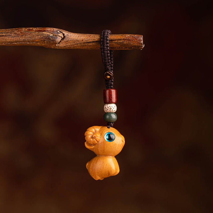 Buddha Stones Year Of The Horse Red Sandalwood Star Moon Bodhi Seed Blessing Key Chain - Red Sandalwood Star Moon Bodhi Seed Goat - image 32