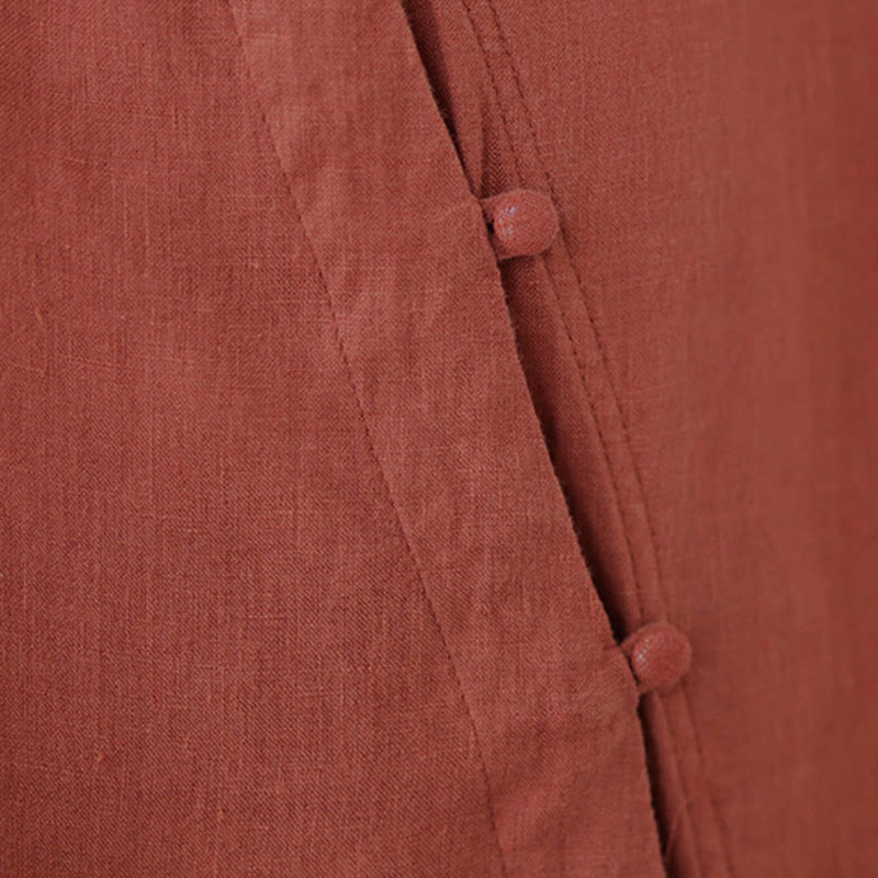 Buddha Stones Lapel Frog-Button Diagonal Placket Design Three Quarter Sleeve Women's Cotton Shirt - image 6