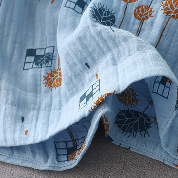 Buddha Stones Printed Half Button DesignThree Quarter Gathered Sleeve Women's Cotton Shirt - image 16