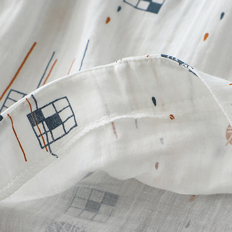 Buddha Stones Printed Half Button DesignThree Quarter Gathered Sleeve Women's Cotton Shirt - image 9