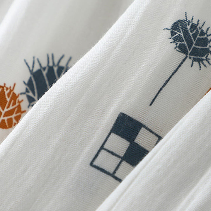 Buddha Stones Printed Half Button DesignThree Quarter Gathered Sleeve Women's Cotton Shirt - image 6