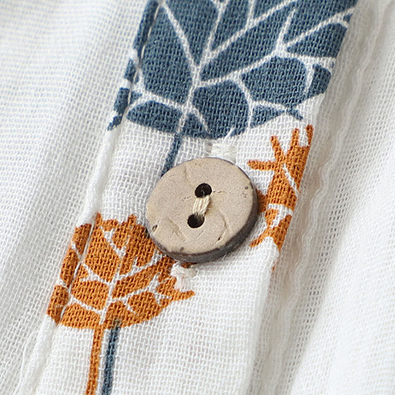 Buddha Stones Printed Half Button DesignThree Quarter Gathered Sleeve Women's Cotton Shirt - image 5