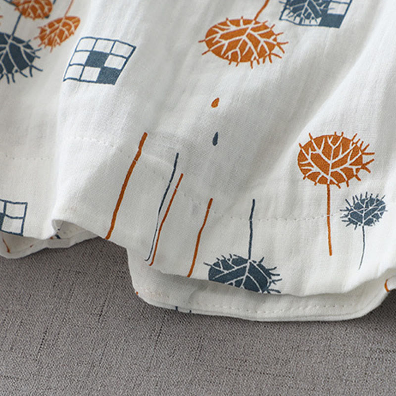 Buddha Stones Printed Half Button DesignThree Quarter Gathered Sleeve Women's Cotton Shirt - image 8