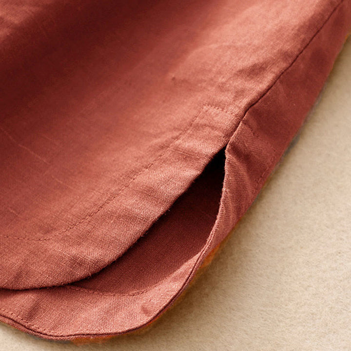 Buddha Stones Summer Women's Cotton Short Sleeve Stand Collar Side Slit Frog-Button Design Shirt - image 11