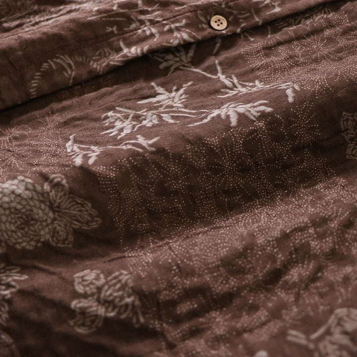 Buddha Stones Commute Bamboo Floral Pattern Long Sleeve Buttons Women's Cotton Midi Dress With Pockets - image 13