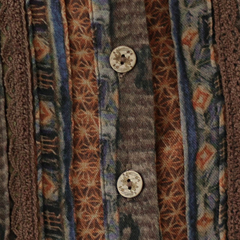 Buddha Stones Retro Printed Floral Women's Accordion Pleats Design Long Sleeve Shirt With Pockets - image 12