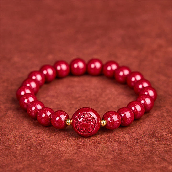 Buddha Stones Year Of The Horse Cinnabar Peace Buckle Fu Character Keep Away Evil Spirits Bundle - image 1