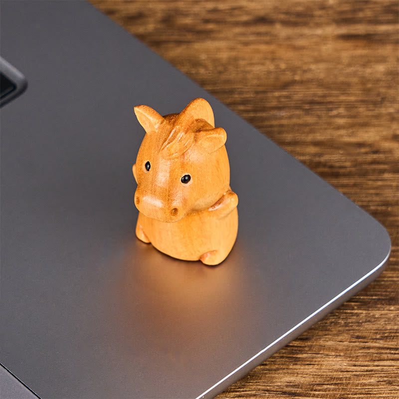 Buddha Stones "Hoping You Success and Good Luck" Mini Year of the Horse Linden Wood Prosperity Decoration Includes Gift Message Card - image 3