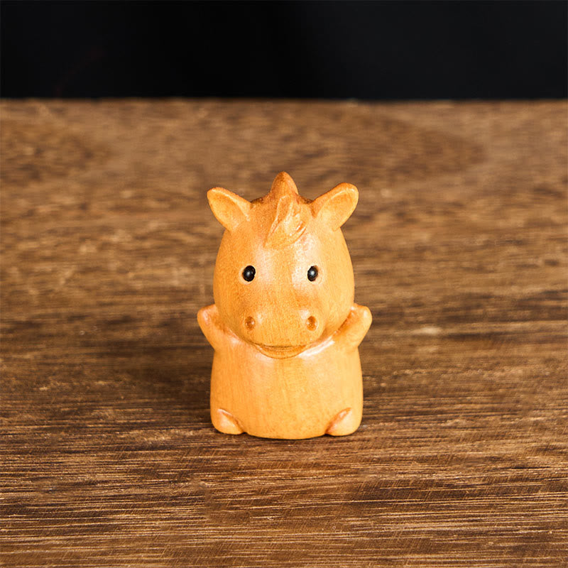 Buddha Stones "Hoping You Success and Good Luck" Mini Year of the Horse Linden Wood Prosperity Decoration Includes Gift Message Card - image 1