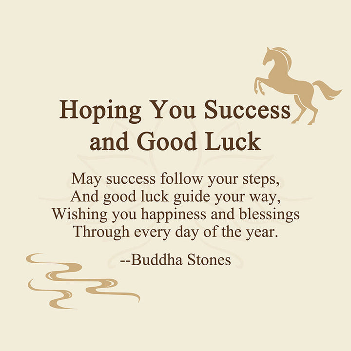 Buddha Stones "Hoping You Success and Good Luck" Mini Year of the Horse Linden Wood Prosperity Decoration Includes Gift Message Card - image 2