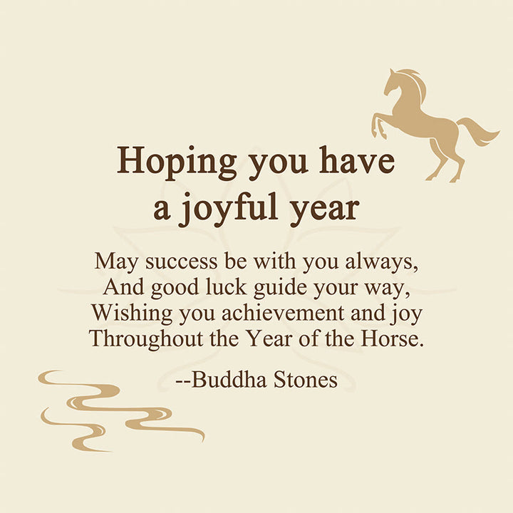 Buddha Stones "Hoping You Have a Joyful Year" Year of the Horse Ingot Red Firecrackers Alloy Key Chain Includes Gift Message Card - image 2