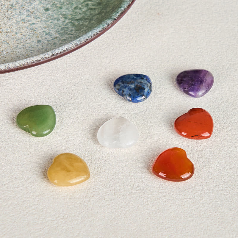 Buddha Stones "May Love Surround You" Natural 6Pcs Small Amethyst Red Jasper Red Agate Topaz Green Aventurine Love Stone Decoration Includes Gift Message Card - image 3
