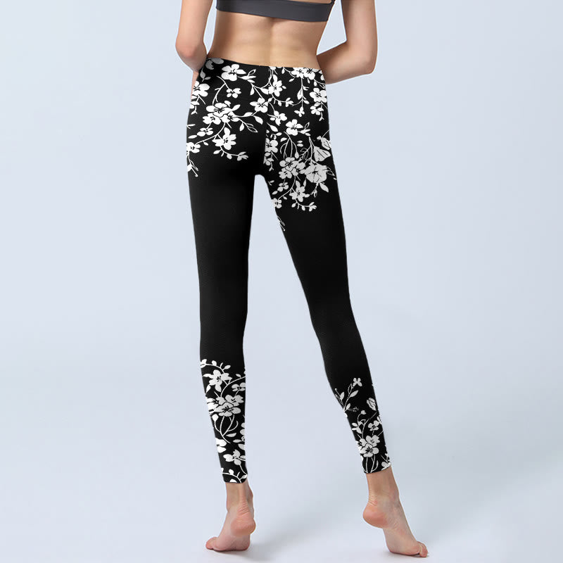 Buddha Stones Gorgeous Minimalist Style Flower Pattern Print Gym Leggings Women's Yoga Pants - image 6