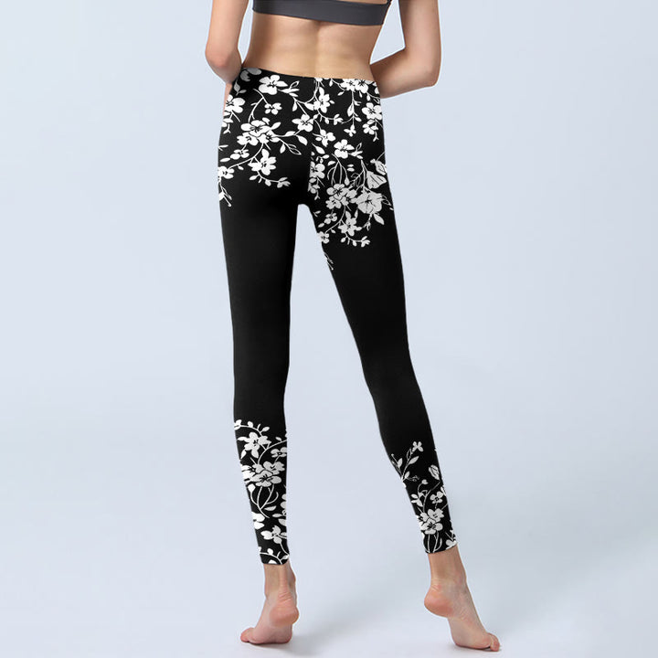 Buddha Stones Gorgeous Minimalist Style Flower Pattern Print Gym Leggings Women's Yoga Pants - image 6