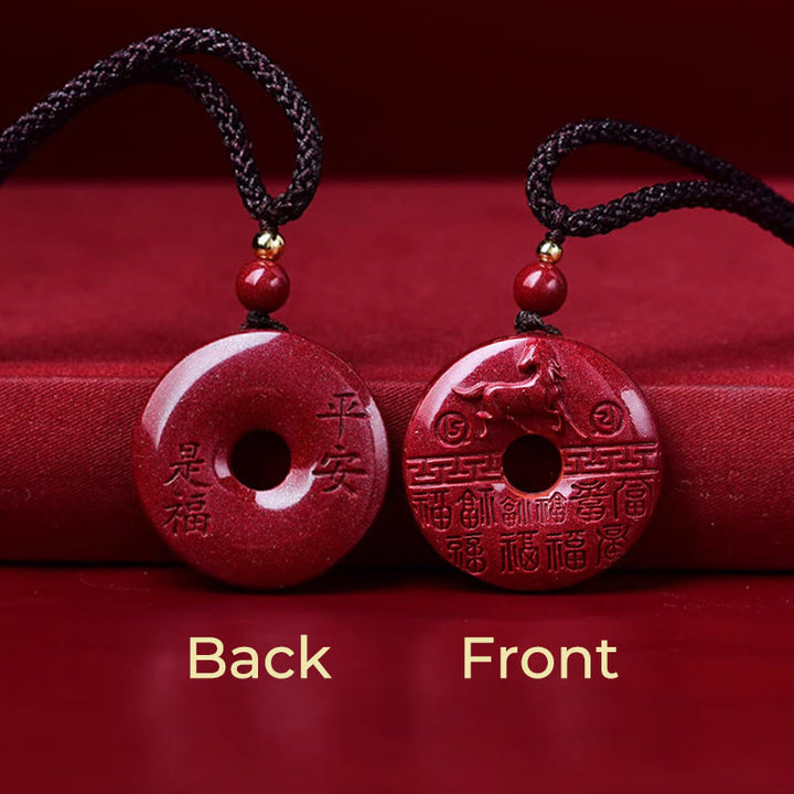 Buddha Stones Year Of The Horse Cinnabar Peace Buckle Fu Character Keep Away Evil Spirits Bundle - image 6
