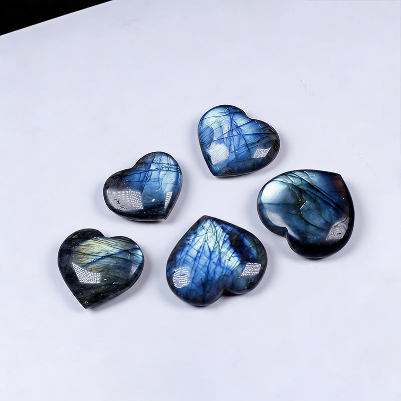 Buddha Stones Natural Heart Stone Labradorite Healing Cure Figurine Decoration - image 1