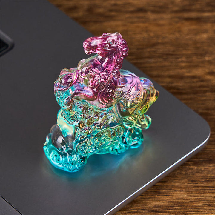 Buddha Stones "Hoping You Success and Good Luck" Year Of The Horse Ingot Get Rich Fast Mini Liuli Crystal Decoration Includes Gift Message Card - image 4