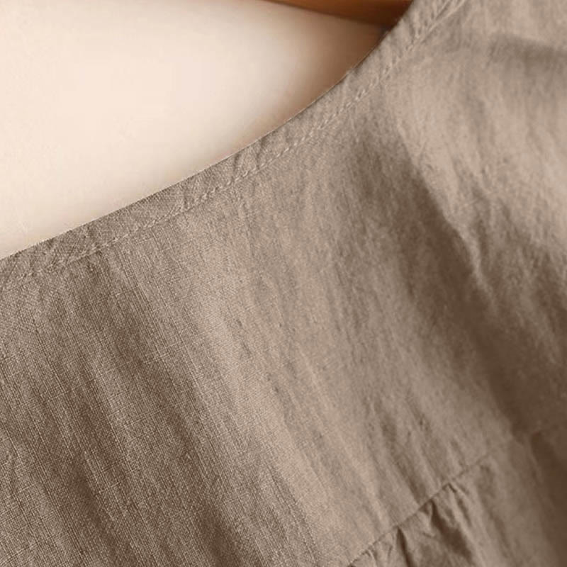 Buddha Stones Casual Plain Women's Hollow Crew Neck Design Three Quarter Sleeve Shirt - image 7