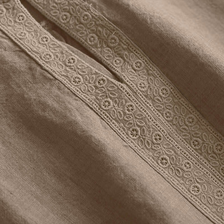 Buddha Stones Casual Plain Women's Hollow Crew Neck Design Three Quarter Sleeve Shirt - image 5