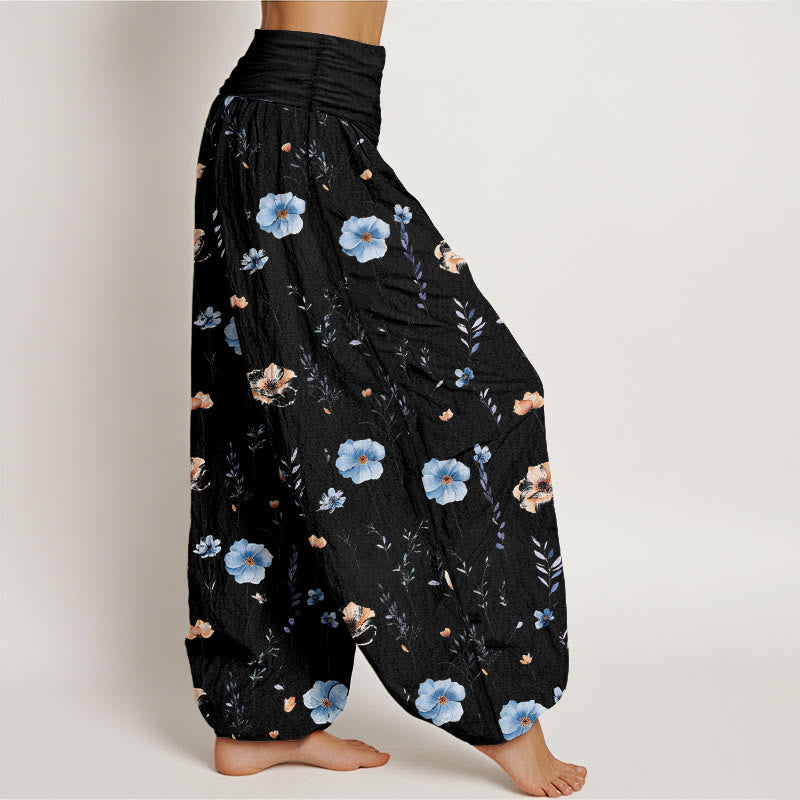 Buddha Stones Cotton Fresh Refined Flower Pattern Women's Elastic Waist Harem Pants - image 7