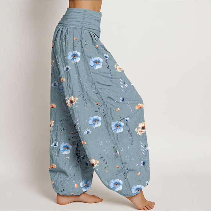Buddha Stones Cotton Fresh Refined Flower Pattern Women's Elastic Waist Harem Pants - image 10