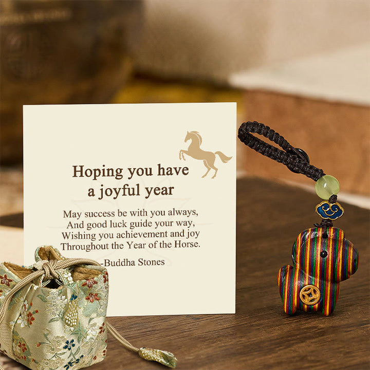 Buddha Stones "Hoping You Have a Joyful Year" Year of the Horse Rainbow Eucalyptus Small Leaf Red Sandalwood Key Chain Includes Gift Message Card - Rainbow Eucalyptus - Deluxe Gift Bag (+$9.59) - image 14