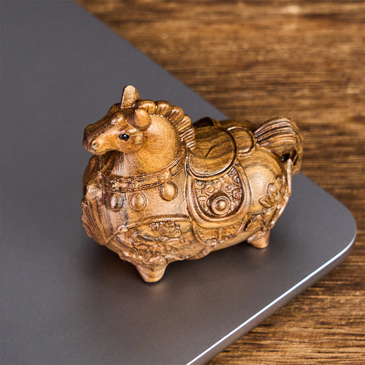 Buddha Stones Mini Year of the Horse Lotus Ebony Linden Wood Green Sandalwood Decoration 5.5*5*3.2cm - image 9