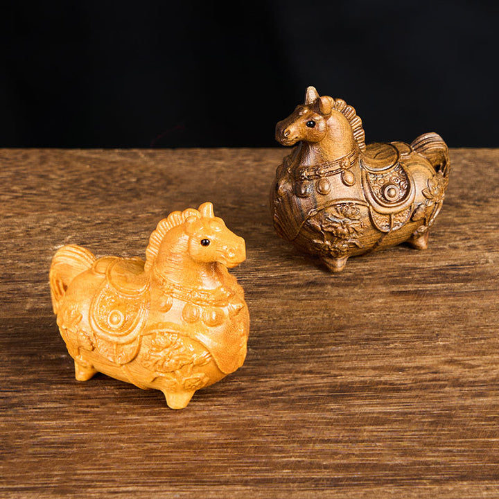 Buddha Stones "Hoping You Success and Good Luck" Mini Year of the Horse Lotus Ebony Linden Wood Green Sandalwood Decoration Includes Gift Message Card - image 19