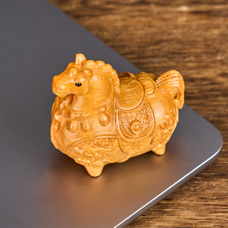 Buddha Stones "Hoping You Success and Good Luck" Mini Year of the Horse Lotus Ebony Linden Wood Green Sandalwood Decoration Includes Gift Message Card - image 4