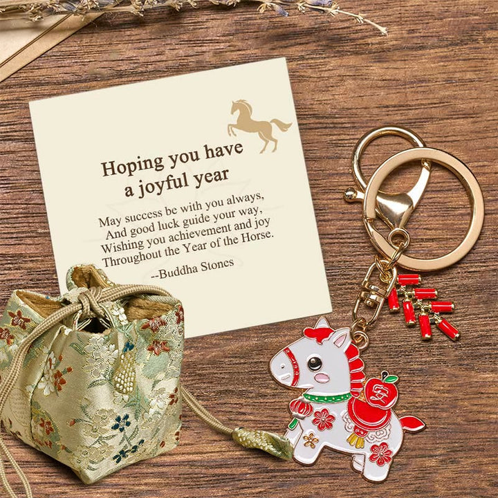 Buddha Stones "Hoping You Have a Joyful Year" Year of the Horse Ingot Red Firecrackers Alloy Key Chain Includes Gift Message Card - Year of the Horse Peace and Safe - Deluxe Gift Bag (+$9.59) - image 23