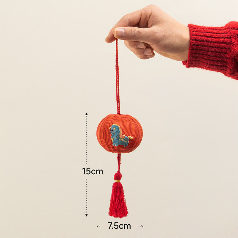 Buddha Stones Year Of The Horse Red String Fu Character Embroidery Strength Hanging Decoration - Blue Horse(Size: 15*7.5cm) - image 4