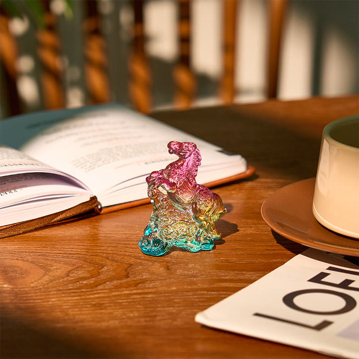 Buddha Stones "Hoping You Success and Good Luck" Year Of The Horse Ingot Get Rich Fast Mini Liuli Crystal Decoration Includes Gift Message Card - image 7