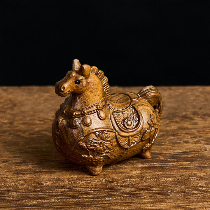 Buddha Stones Mini Year of the Horse Lotus Ebony Linden Wood Green Sandalwood Decoration 5.5*5*3.2cm - Ebony About 5.5*5*3.2cm - image 7