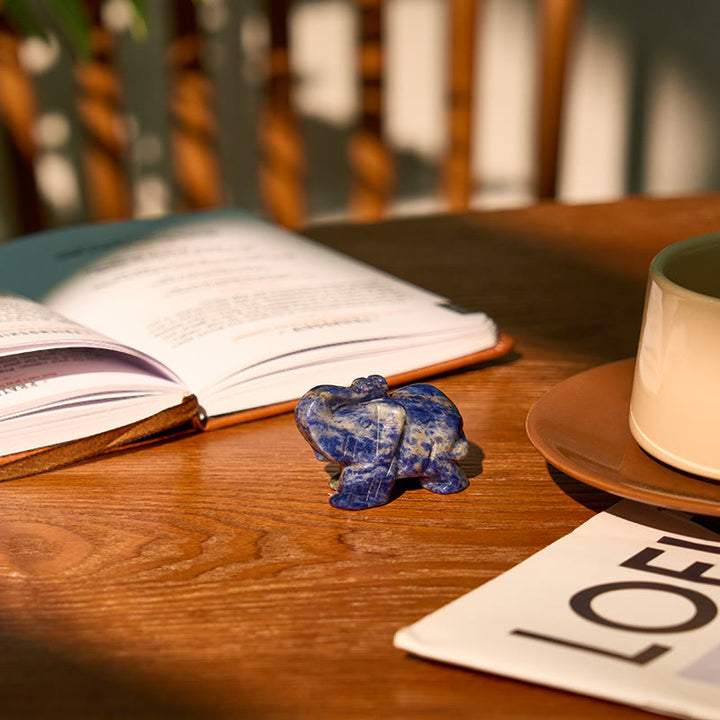 Buddha Stones ''May Blessings Walk With You'' Natural Small Elephant Amazonite Amethyst Jade Black Obsidian Stone Decoration Includes Gift Message Card - image 71