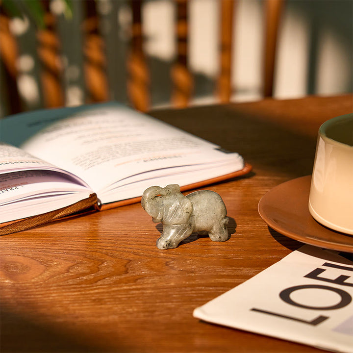 Buddha Stones ''May Blessings Walk With You'' Natural Small Elephant Amazonite Amethyst Jade Black Obsidian Stone Decoration Includes Gift Message Card - image 80