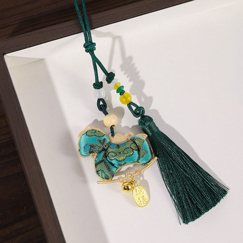 Buddha Stones Year Of The Horse Red String Embroidery Connection Hanging Decoration - Green Long Rope Horse - image 11