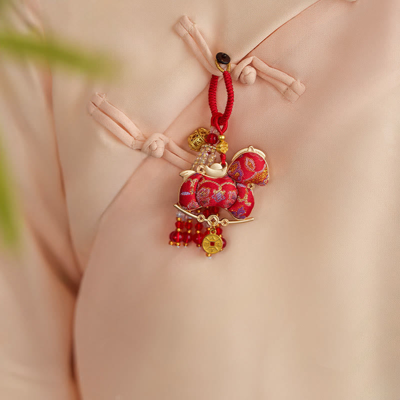 Buddha Stones Year Of The Horse Embroidery Prosperity Key Chain - image 2