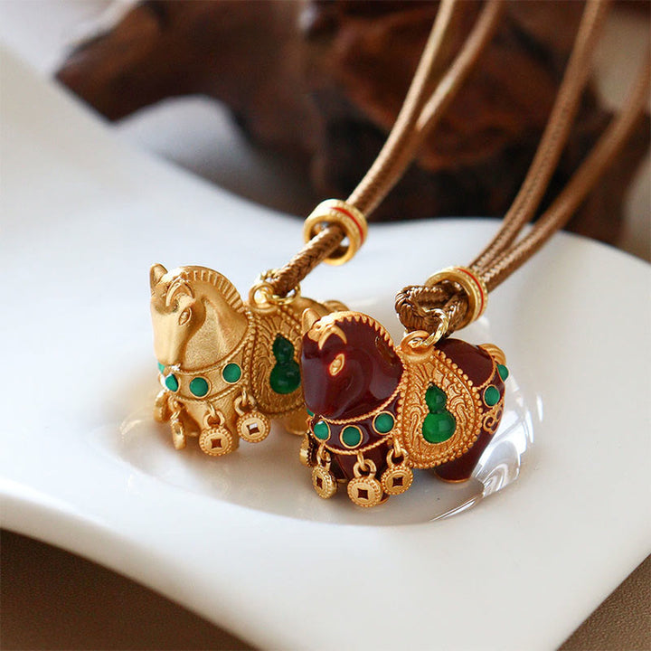 Buddha Stones Year Of The Horse Copper Brass Balance Necklace Pendants - image 9