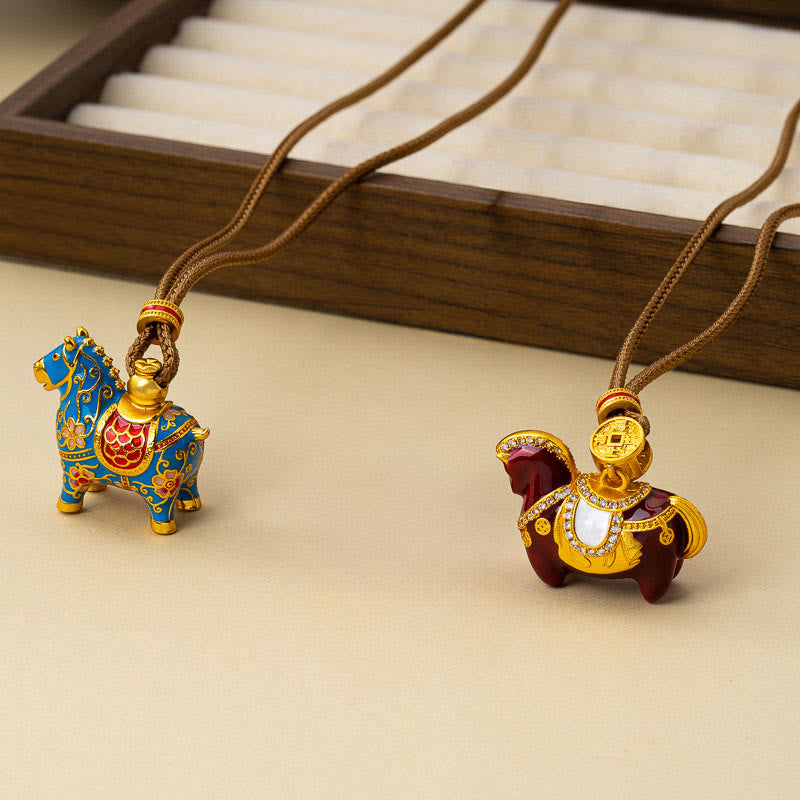 Buddha Stones Year Of The Horse Copper Wealth Necklace Pendants - image 3