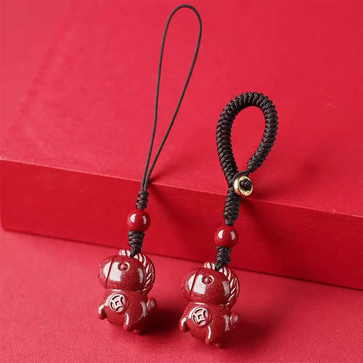 Buddha Stones Year Of The Horse Cinnabar Keep Away Evil Spirits Key Chain - image 7
