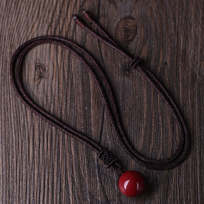Buddha Stones Cinnabar Keep Away Evil Spirits Necklace Pendants - Brown Rope - image 6