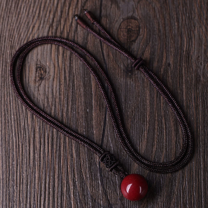 Buddha Stones Cinnabar Keep Away Evil Spirits Necklace Pendants - Brown Rope - image 6
