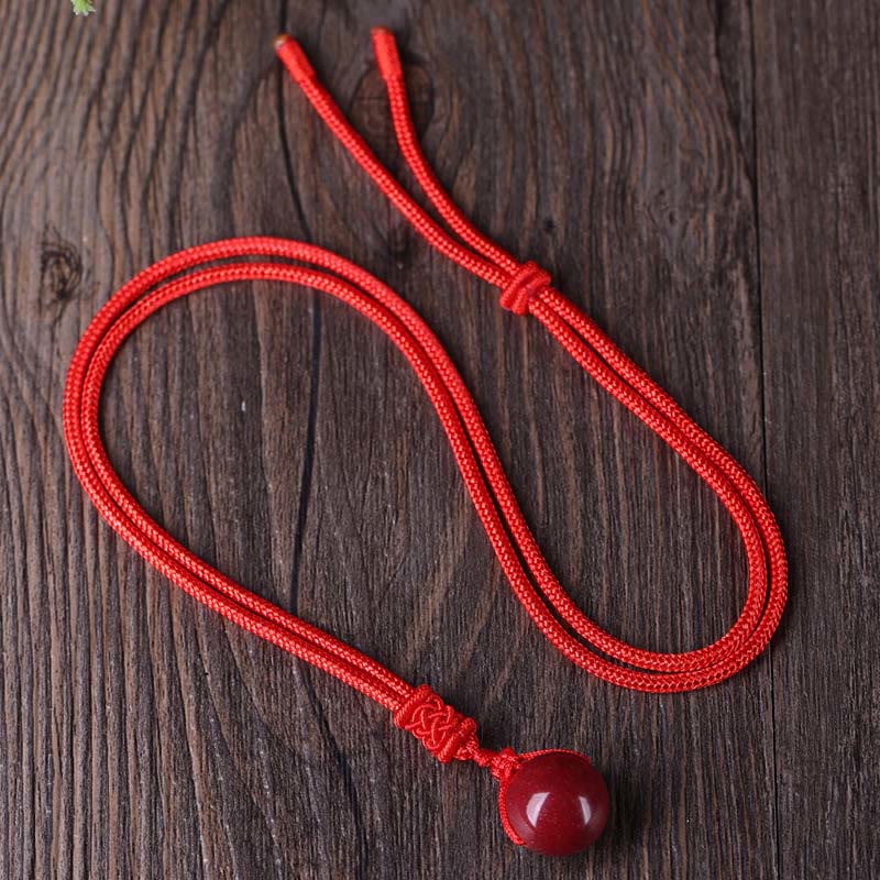 Buddha Stones Cinnabar Keep Away Evil Spirits Necklace Pendants - Red Rope - image 1